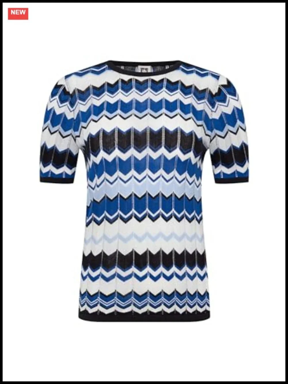 Anne Klein Women's Chevron Stitch Cap Sleeve Crew Neck Sweater